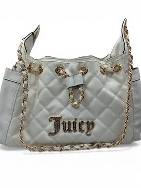 Juicy Couture White Quilted Chain-Trim Shoulder Bag